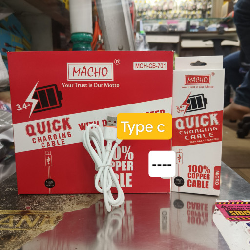 Macho CB701 3.4A Type c Quick Charging Cable (With Data Transfer)